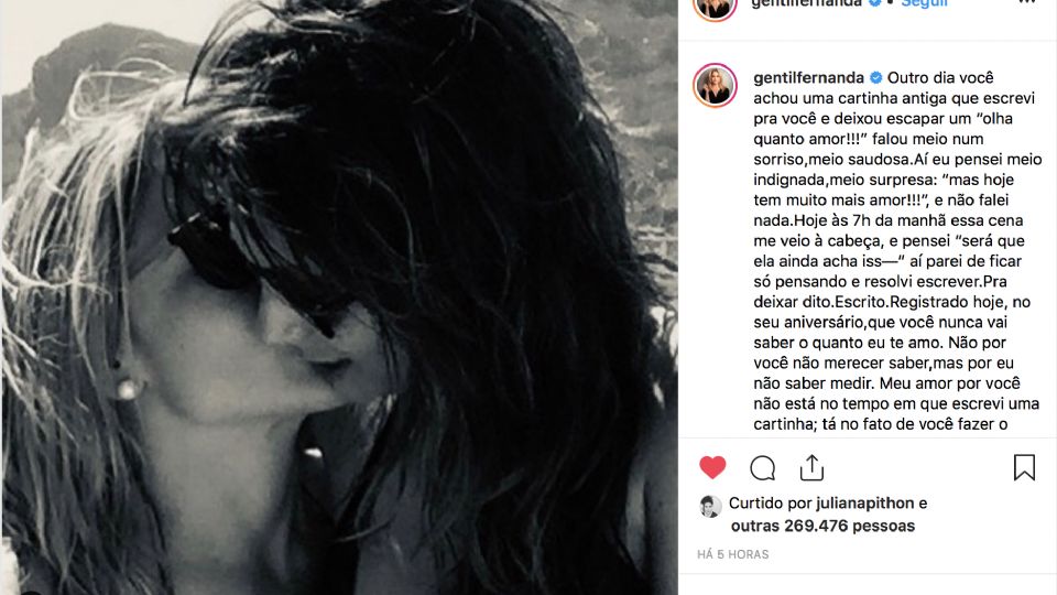 Fernanda Gentil escreve carta de amor para a namorada. (Foto: Reprodução/Instagram)