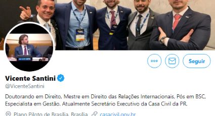 Demitido da Casa Civil, Vicente Santini é próximo a Eduardo Bolsonaro, com quem encontrou Olavo de Carvalho