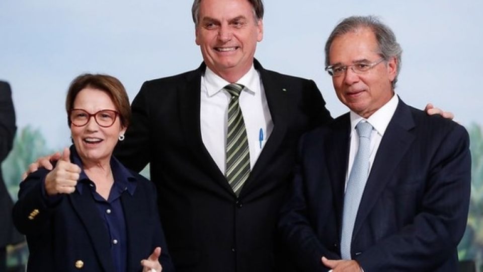 Tereza Cristina, Jair Bolsonaro e Paulo Guedes (Presidência da República)