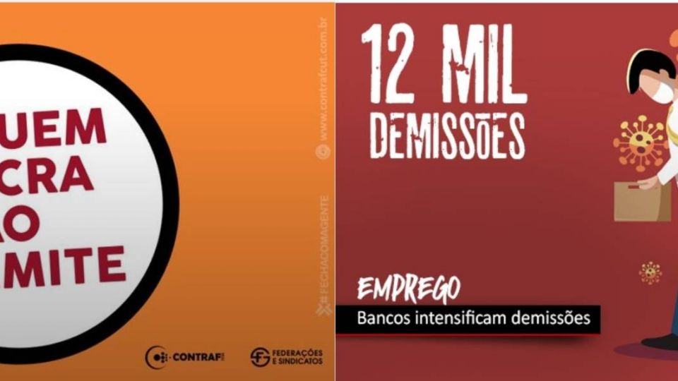 Campanha da Contraf contra demissões no setor financeiro durante a pandemia