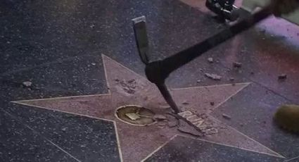 Homem destrói estrela de Trump na calçada da fama de Hollywood com uma picareta