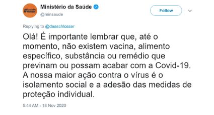 Ministério da Saúde defende isolamento contra Covid, mas recua e apaga mensagem