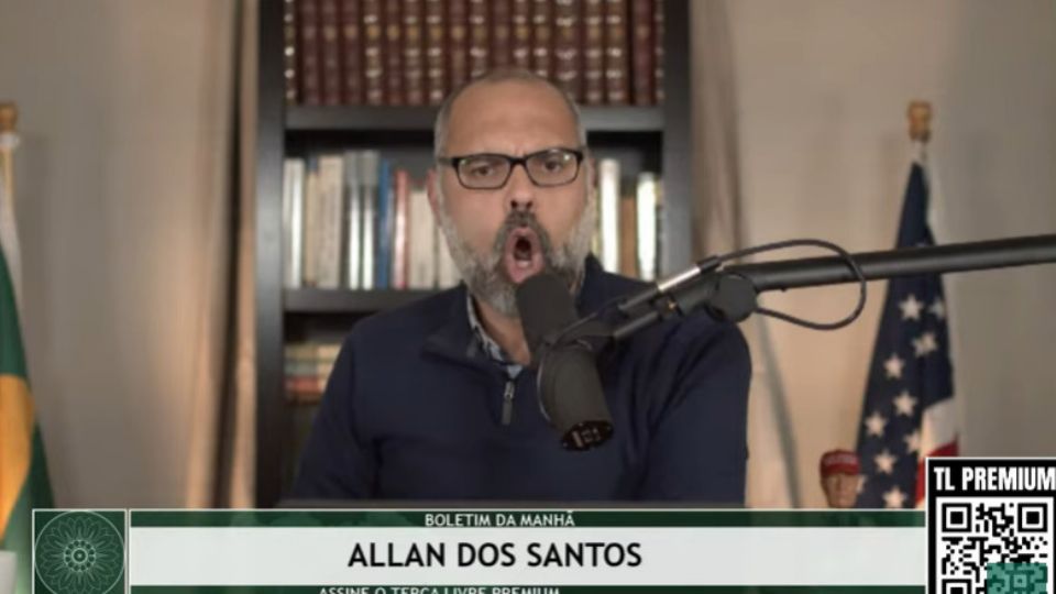 Cena do momento em que Allan dos Santos  ameaça Barroso, do TSE (Foto Reprodução YouTube)