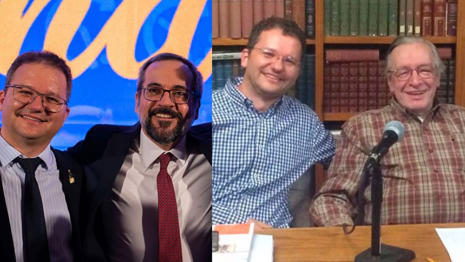 Carlos Nadalim com Abraham Weintraub e Olavo de Carvalho (Montagem)