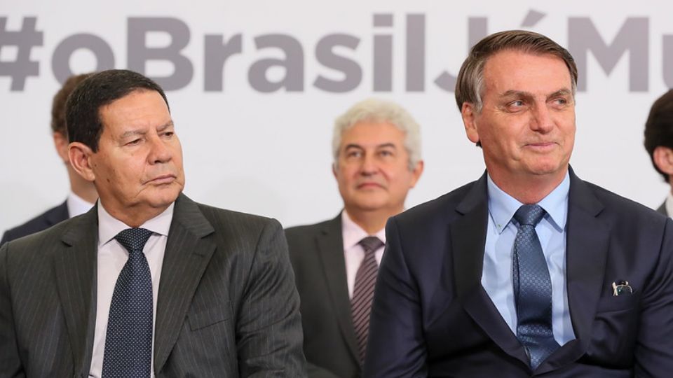 Mourão e Bolsonaro no evento de 400 dias de governo (Foto: Isac Nóbrega/PR)