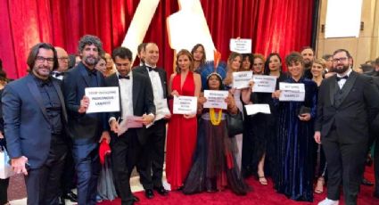 Equipe de Democracia em Vertigem mostra boné do MST e faz protestos no Oscar