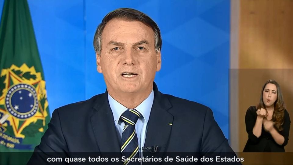 Pronunciamento do presidente Jair Bolsonaro, em cadeia nacional de rádio e televisão, sobre o enfrentamento à Covid19
Foto: Reprodução TVbrasilgov