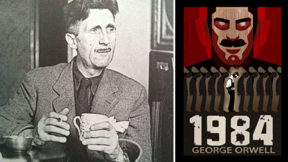 George Orwell e a obra 1984 (Montagem)