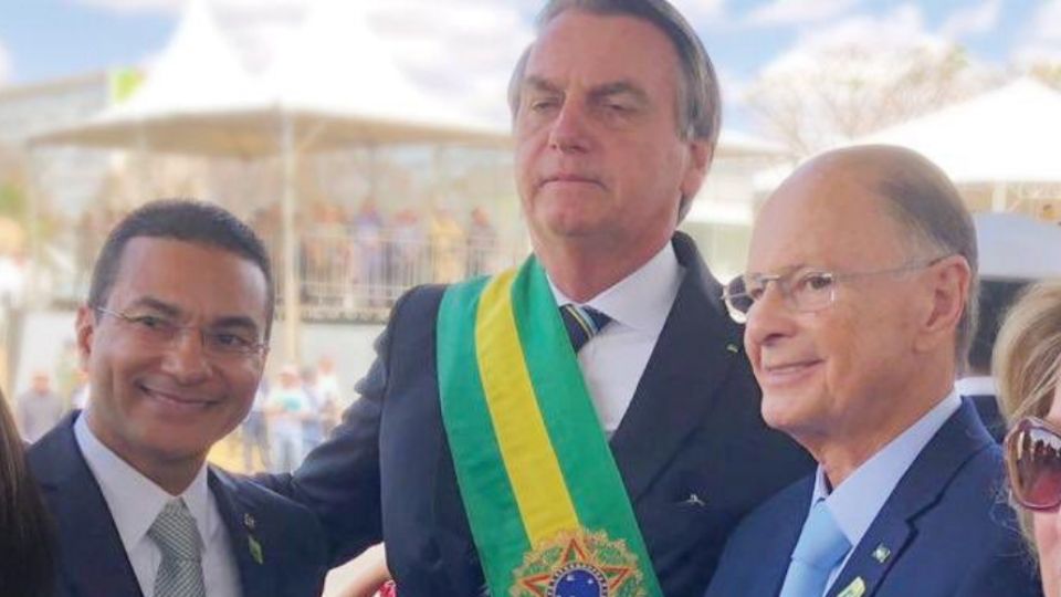 Marcos Pereira, Jair Bolsonaro e Edir Macedo (Reprodução)
