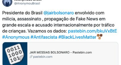 Anonymous divulga dados de Bolsonaro, filhos, Weintraub e Damares