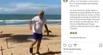 Vídeo mostra bolsonarista sendo expulso de praia em PE ao tentar vandalizar ato: “Recife não é o Leblon”