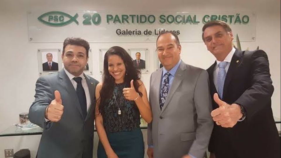 Pastor Everaldo (ao centro), com Marco Feliciano e Bolsonaro (Arquivo)