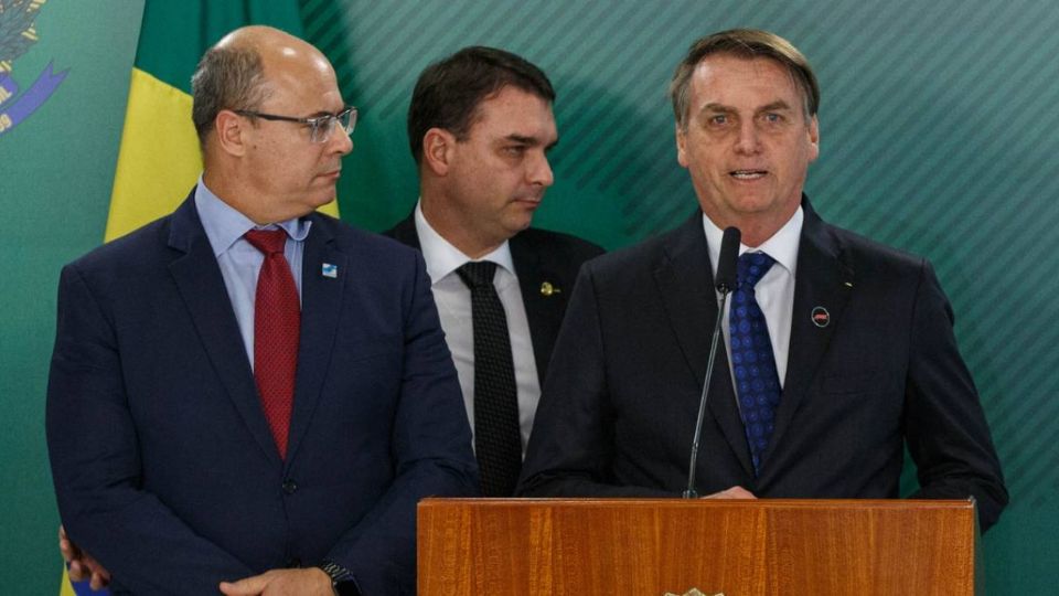 Wilson Witzel, Flávio e Jair Bolsonaro - Arquivo