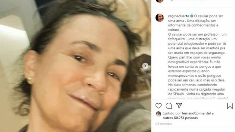 Regina Duarte cai na calçada e quebra três dentes