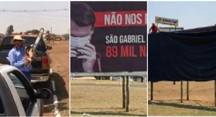 Bolsonaristas intimidam com motosserra ligada e censuram outdoor contra Bolsonaro no MS