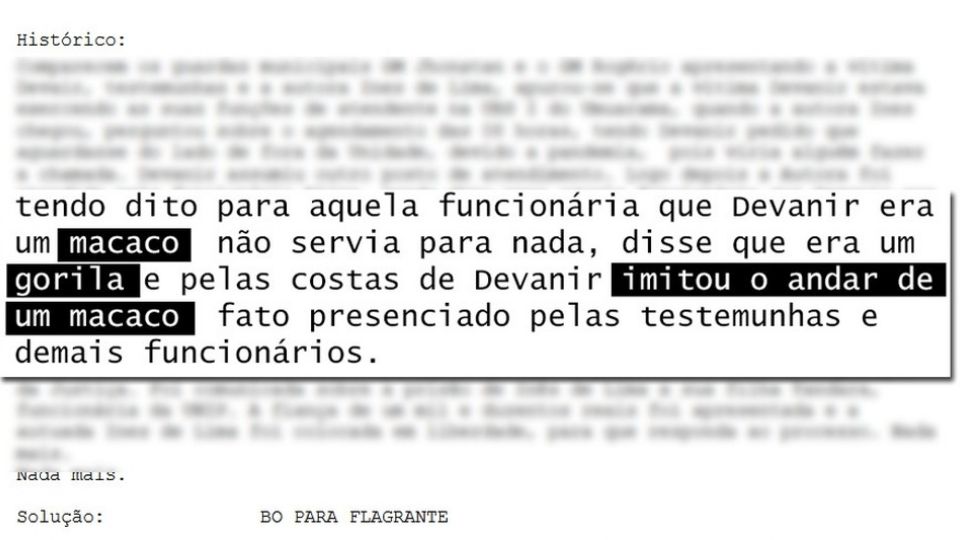 Reprodução/Boletim de Ocorrência