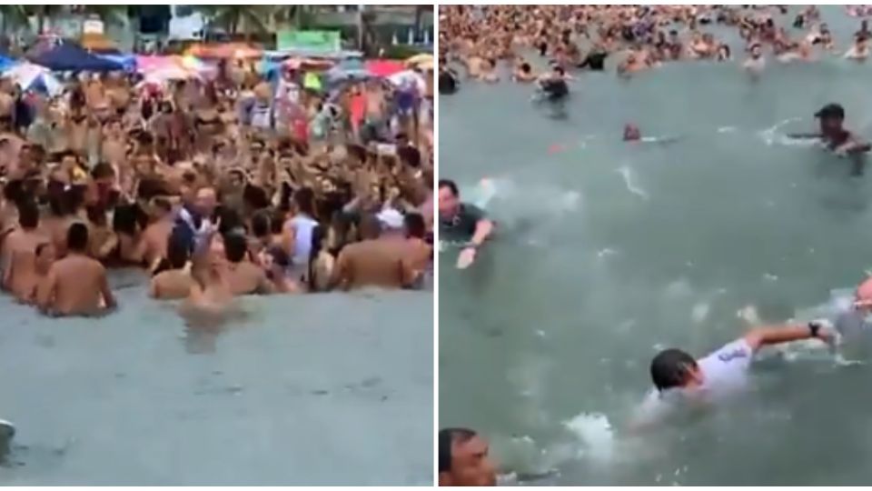 Jair Bolsonaro na Praia Grande durante as férias no Guarujá (Reprodução )