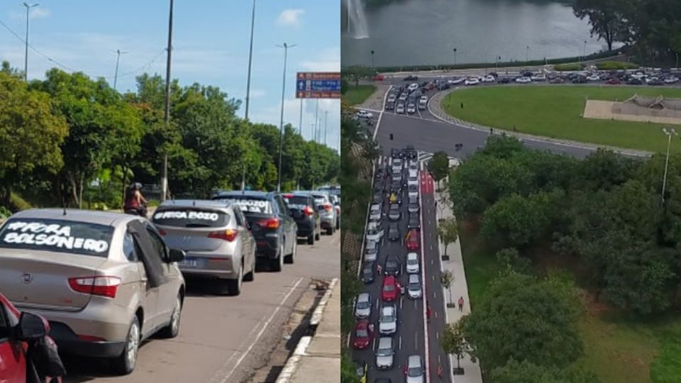 Carreata em Manaus (esq.) e São Paulo (dir.) | Foto: Montagem