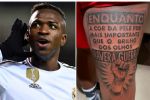 Vinicius Jr., do Real Madrid, faz tatuagem antirracista e exibe nas redes: "Lutaremos até o fim"