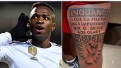 Vinicius Jr., do Real Madrid, faz tatuagem antirracista e exibe nas redes: "Lutaremos até o fim"