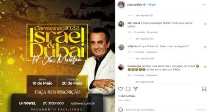 Malafaia divulga viagem a Dubai, onde o (Jair) Messias passou, e apanha nas redes