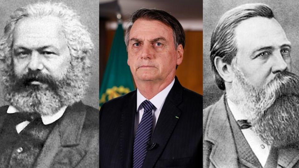 Marx, Bolsonaro e Engels. Foto: Montagem/Reprodução
