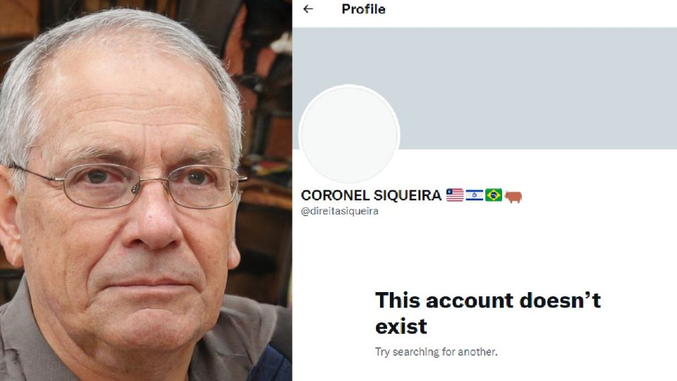 Conta do perfil de Coronel Siqueira foi apagada no Twitter (Reprodução)