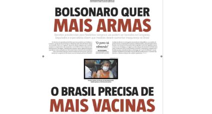 Estado de Minas faz capa histórica contrapondo vacina e armas