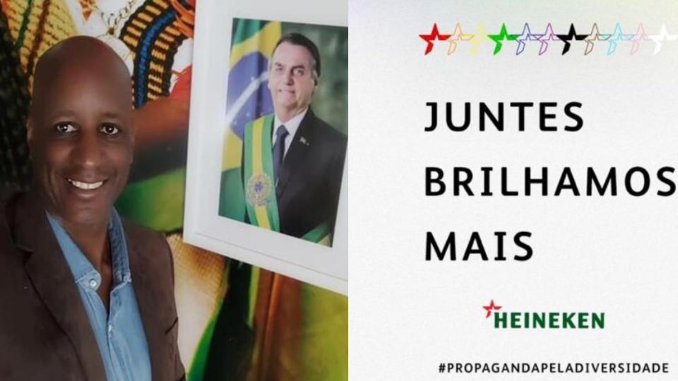 Sergio Camargo e a propaganda da Heineken pela diversidade (Montagem)