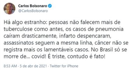 Mente que nem sente – Carluxo solta fake news sobre mortes; Confira os dados reais