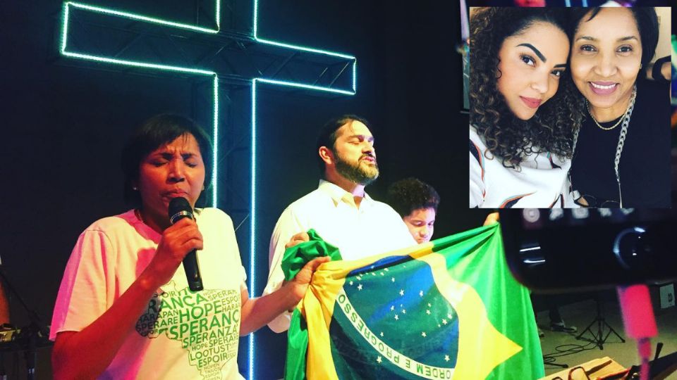 Bispa Lúcia Rosim, no detalhe com a filha, Suéllen, prefeita de Bauru (Reprodução)