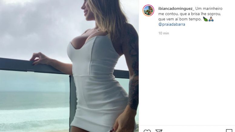 Modelo que estava com MC Kevin quando ele morreu posta foto em varanda: “vem aí bom tempo”