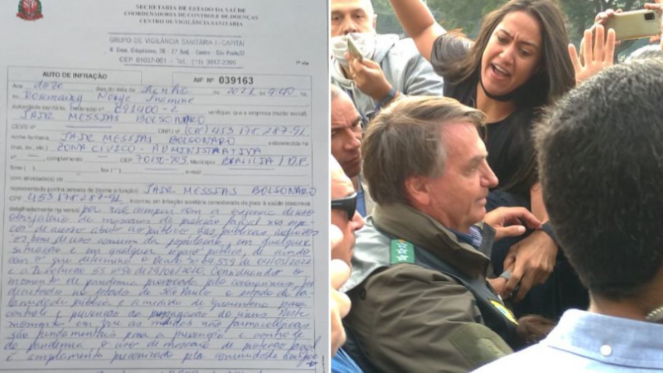 Multa de Bolsonaro em SP (Foto: Redes Sociais)