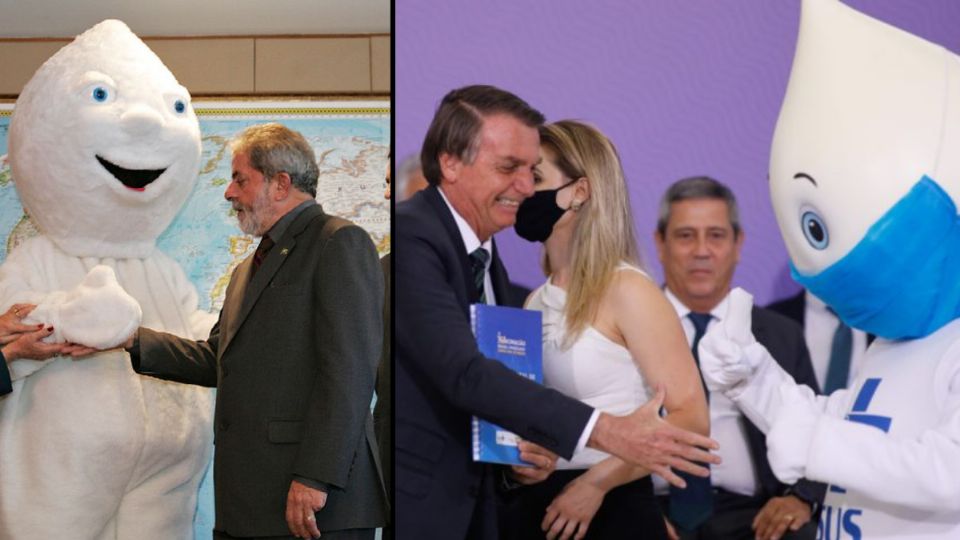 Zé Gotinha com Lula e Bolsonaro (Montagem)