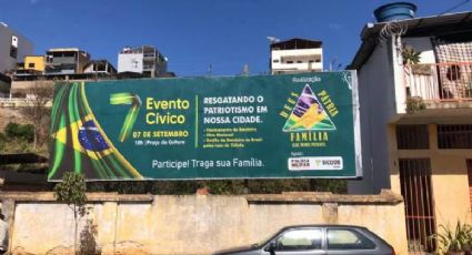 Outdoor com logo da PM convoca para atos em cidade de Minas Gerais