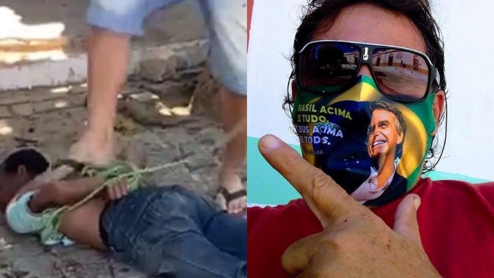 Luciano Simplício foi agredido e amarrado pelo bolsonarista Alberan Freitas | Reprodução