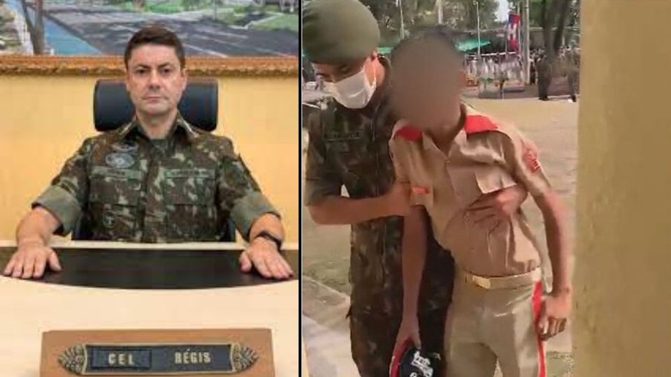Coronel Régis Nunes e um dos alunos que passou mal durante treinamento de recepção a Braga Netto (Montagem)