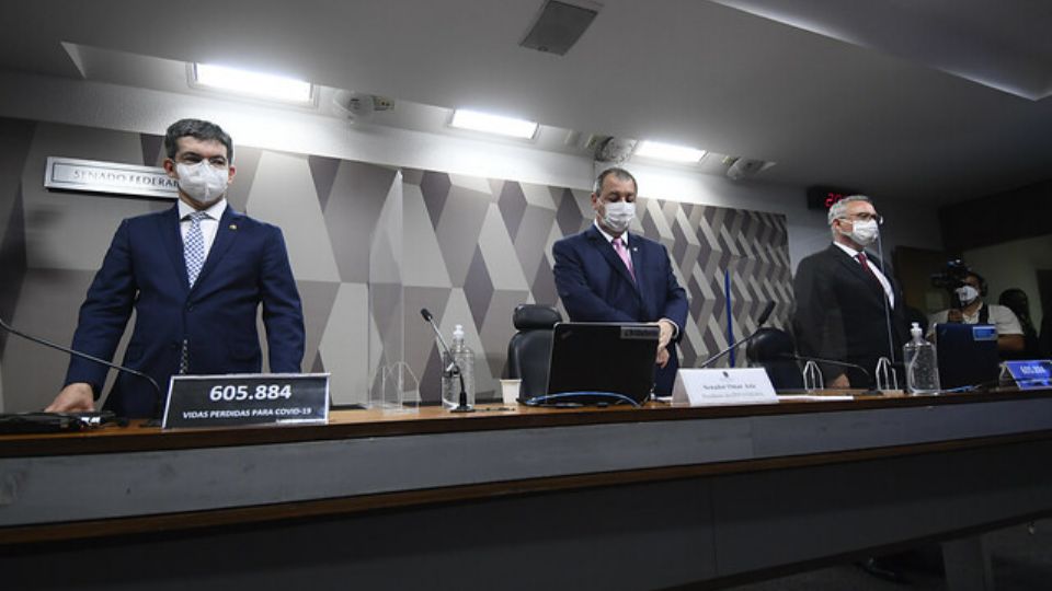 Direção da CPI da Covid em 2021 (Foto: Marcos Oliveira/Agência Senado)