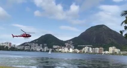 Helicóptero se choca com ave e cai na Lagoa Rodrigo de Freitas, no Rio de Janeiro