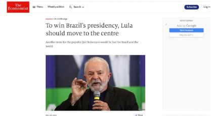 The Economist, influente publicação britânica, dá apoio a Lula em editorial