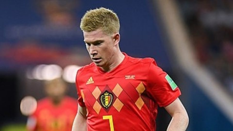 O meia Kevin De Bruyne em ação durante a Copa do Mundo da Rússia, em 2018.