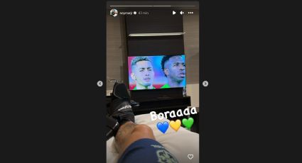 Neymar assiste jogo do Brasil de hotel com pé imobilizado: "Bora"