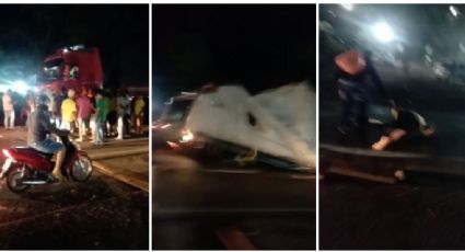 VÍDEO: Atacado com tiros, caminhoneiro atropela bloqueio golpista em RO; mulher teria morrido