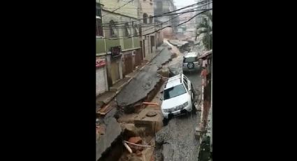 VÍDEO: Rio das Ostras vive tragédia com desmoronamento e crateras em vias públicas