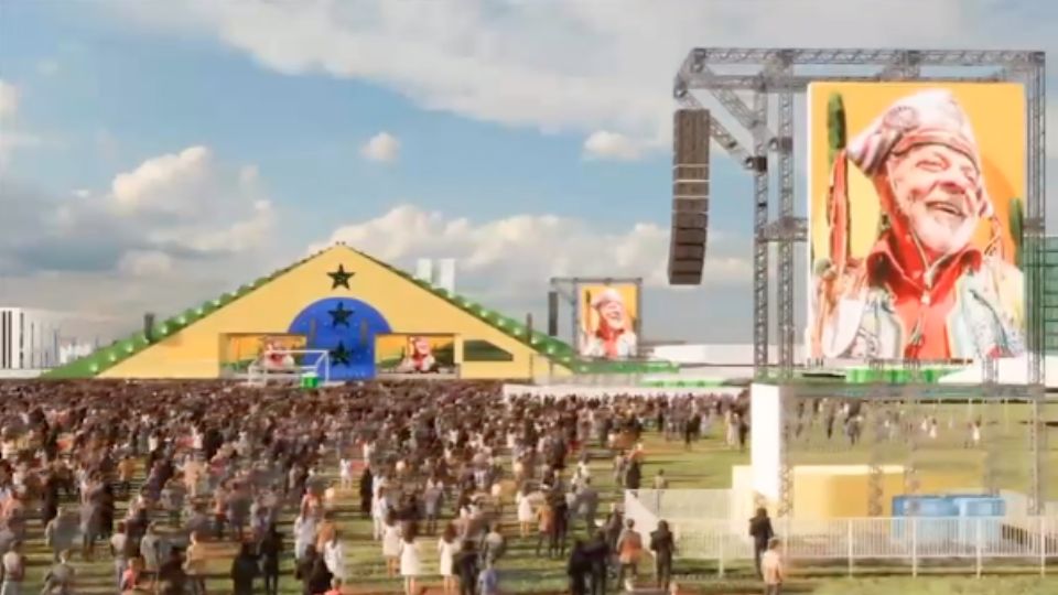 Imagem gráfica do palco que ainda deve ser montado em Brasília