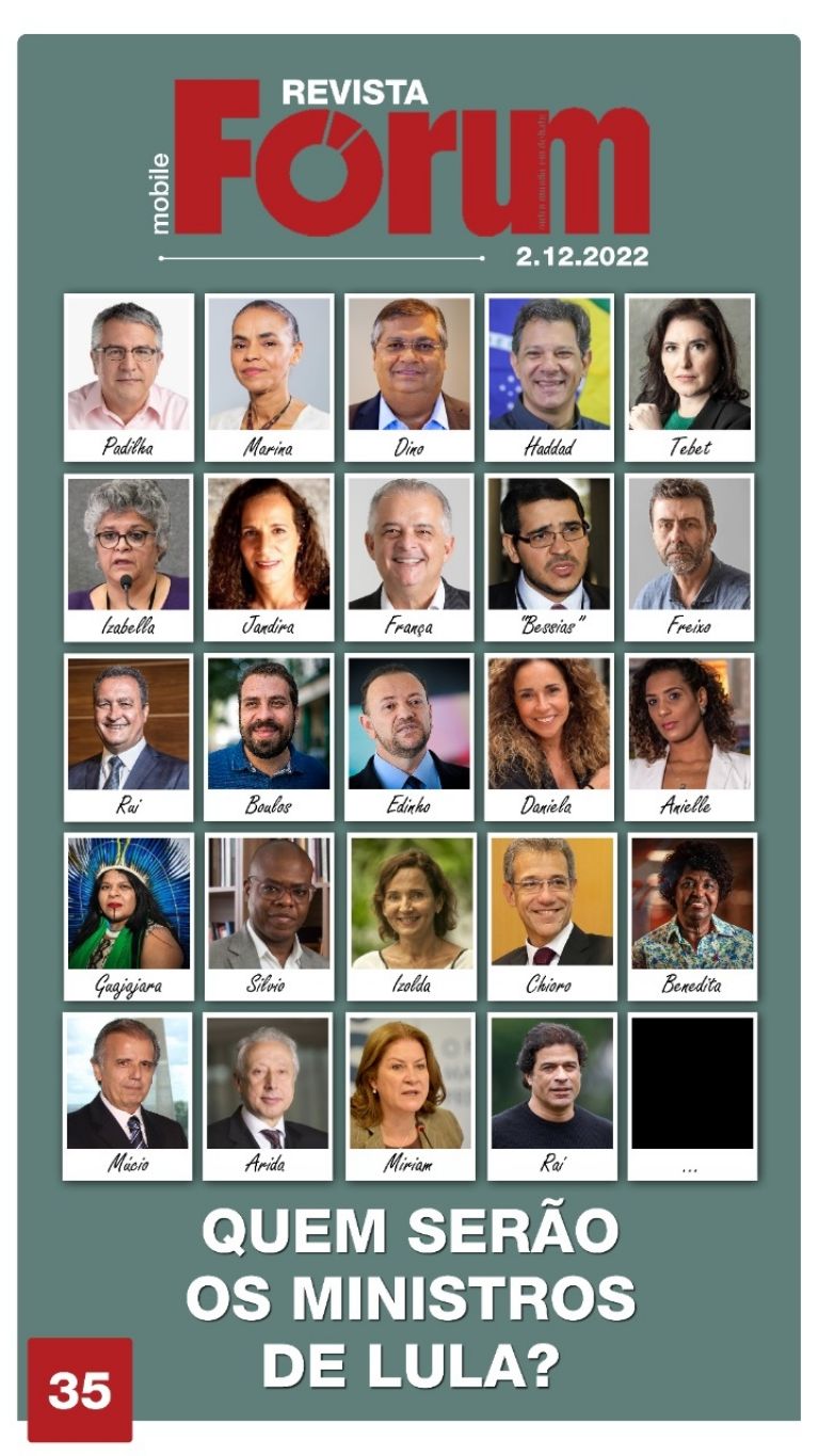 Capa da Fórum semanal sobre quem serão os ministros de Lula