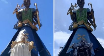 VÍDEO: Incêndio destrói estátua em homenagem a famosa mãe de santo baiana