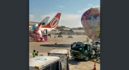 Perigo: Balão cai sobre avião no aeroporto de Guarulhos; veja vídeo