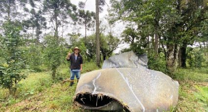 VÍDEOS: Peça de 600 kg do foguete de Elon Musk cai em propriedade rural no Paraná