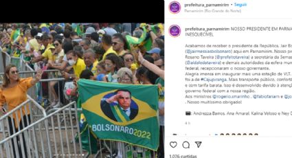 Perfil oficial da prefeitura de Parnamirim (RN) divulga foto com "Bolsonaro 2022"